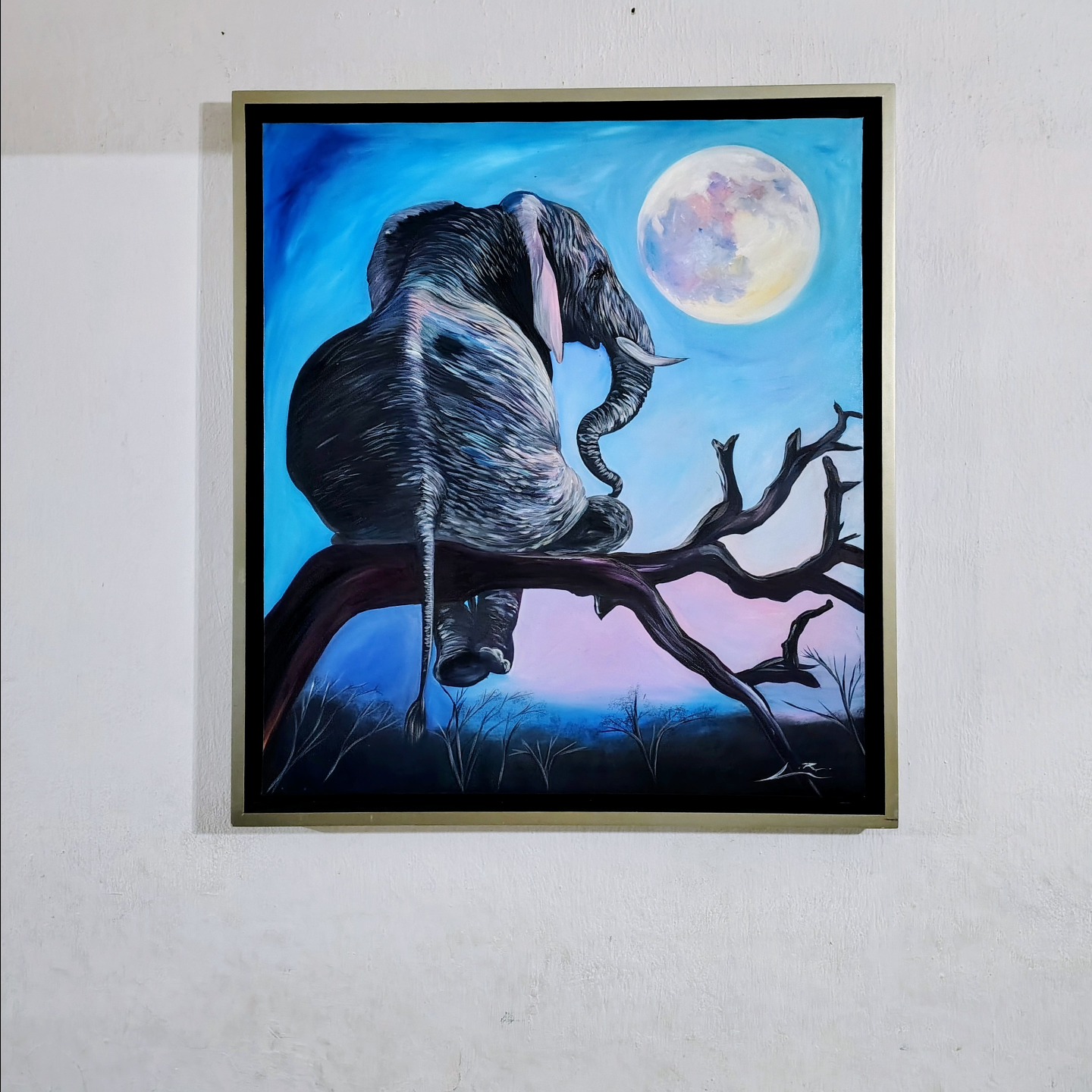 Cuadro realista de pintura al oleo sobre tela